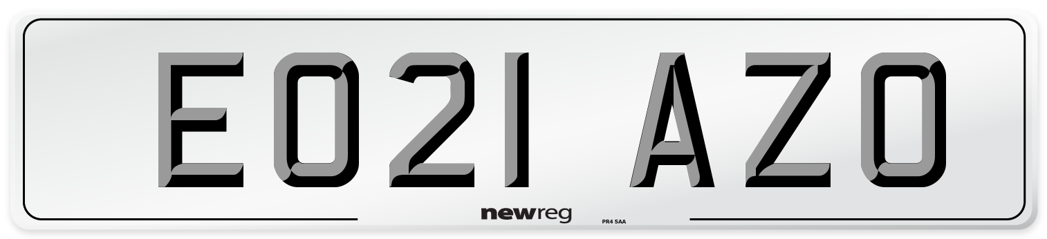 EO21 AZO Number Plate from New Reg